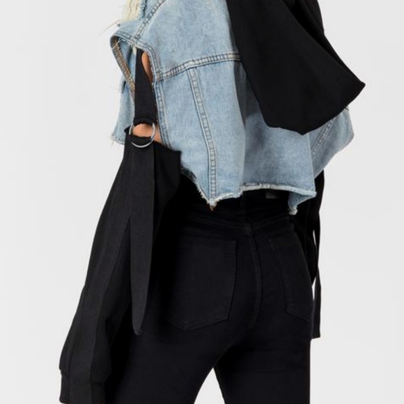 LF CARMAR  CROPPED SWEATSHIRT DENIM JACKET - Picture 2 of 2